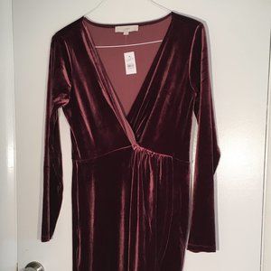 NWT Loft Velvet Knot Faux-Wrap Dress